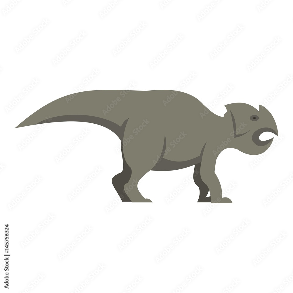 Fototapeta premium Grey ceratopsians dinosaur icon isolated