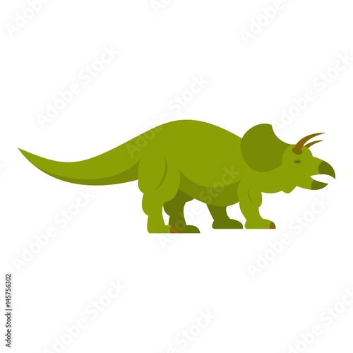 Green styracosaurus dinosaur icon isolated
