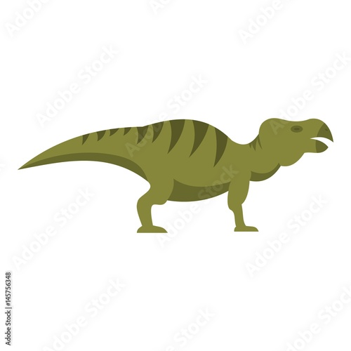 Striped hadrosaurid dinosaur icon isolated