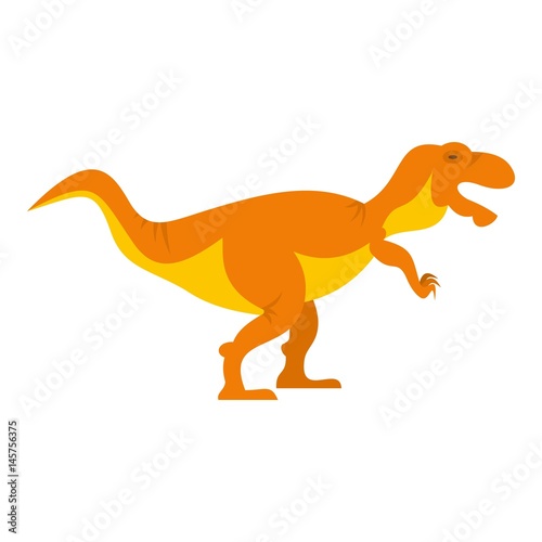Orange tyrannosaur dinosaur icon isolated