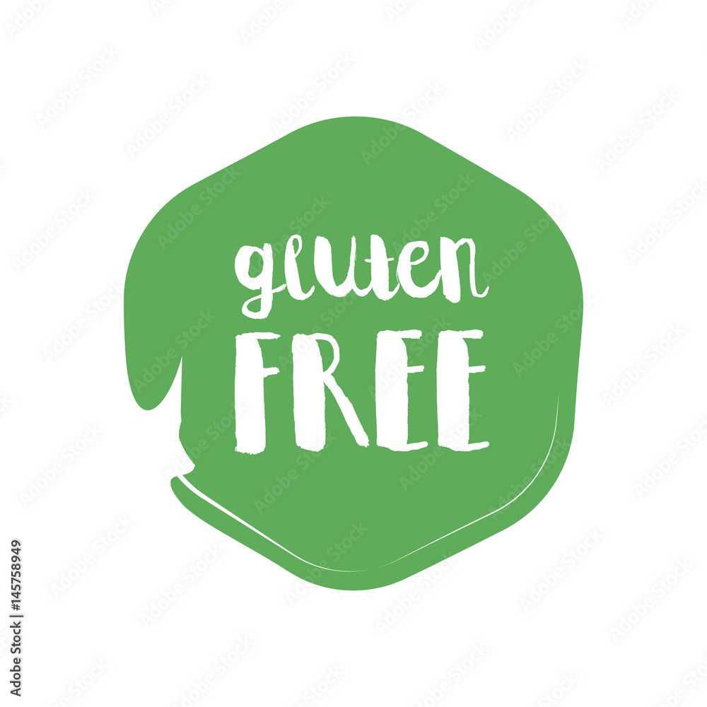 Obraz Gluten Free circle letters in grunge round background. Vector logo illustration