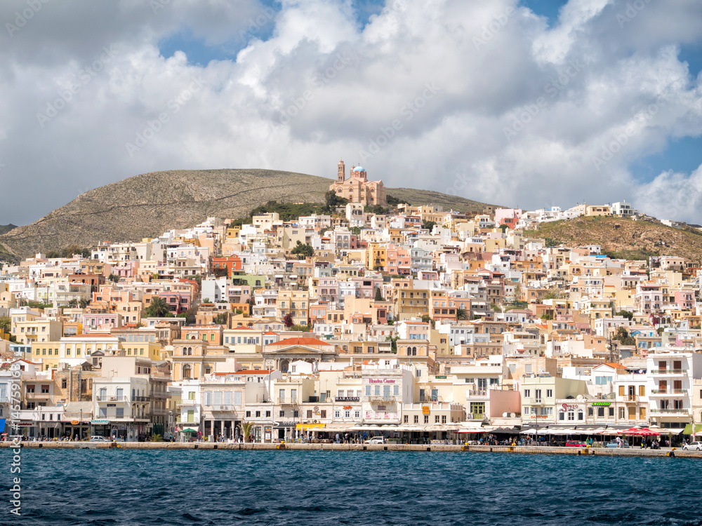 Syros town in a sunny day