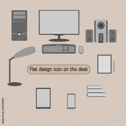 Flat design icon on the desk