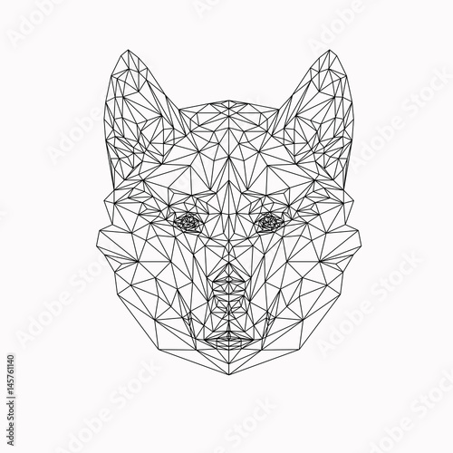 Download Vector Dog In Thin Line Style Abstract Low Poly Animal Wolf Face Silhouette For Banner Adult Coloring Book Pages And Printing On T Shirts Stock Vector Adobe Stock