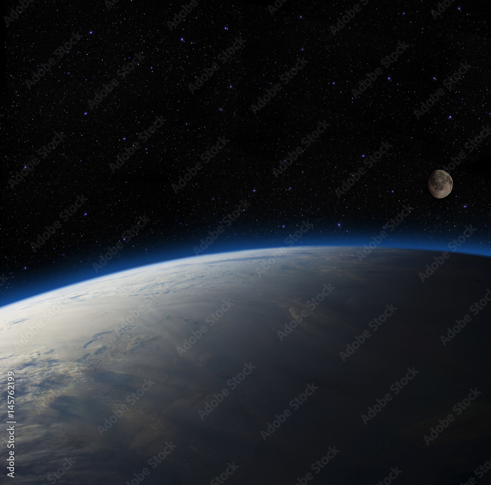 Earth overlooking the moon. Elements of this image furnished by NASA. Earth overlooking the moon. Elements of this image furnished by NASA.