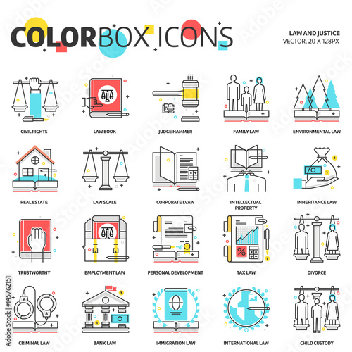 Color box icons, law illustrations, icons