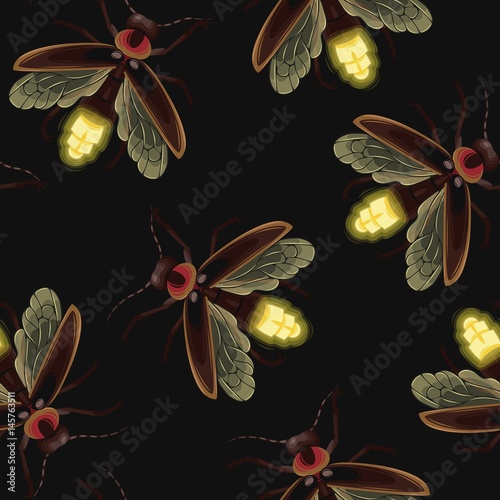 Firefly seamless vector pattern