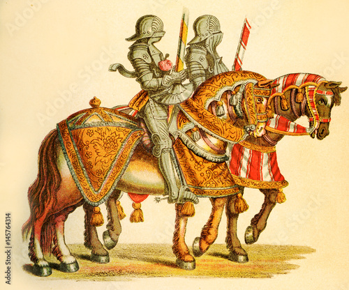Middle ages knights at the tournament  XVI century