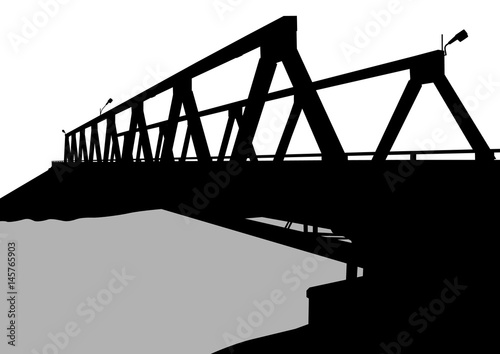 Modern metal bridge on a white background
