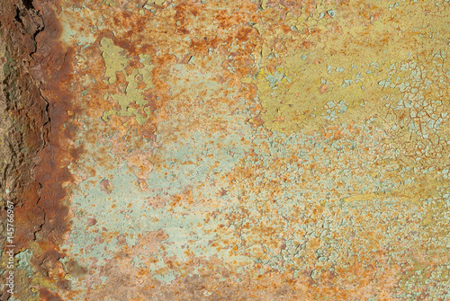 surface of rusty iron with remnants of old paint, grunge metal surface, texture background