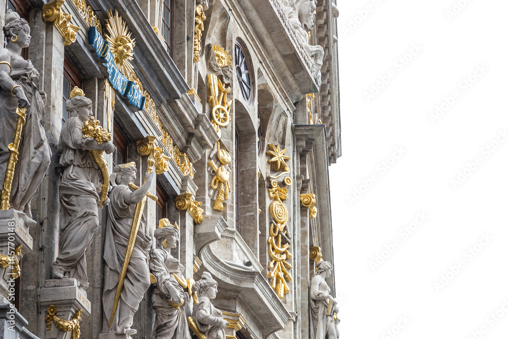 Details of the facade of the building on the Grand-Place of Brussels
