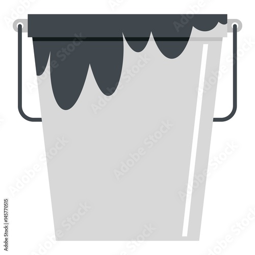 Bitumen emulsion in grey bucket icon isolated