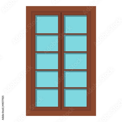 Wooden brown latticed window icon isolated
