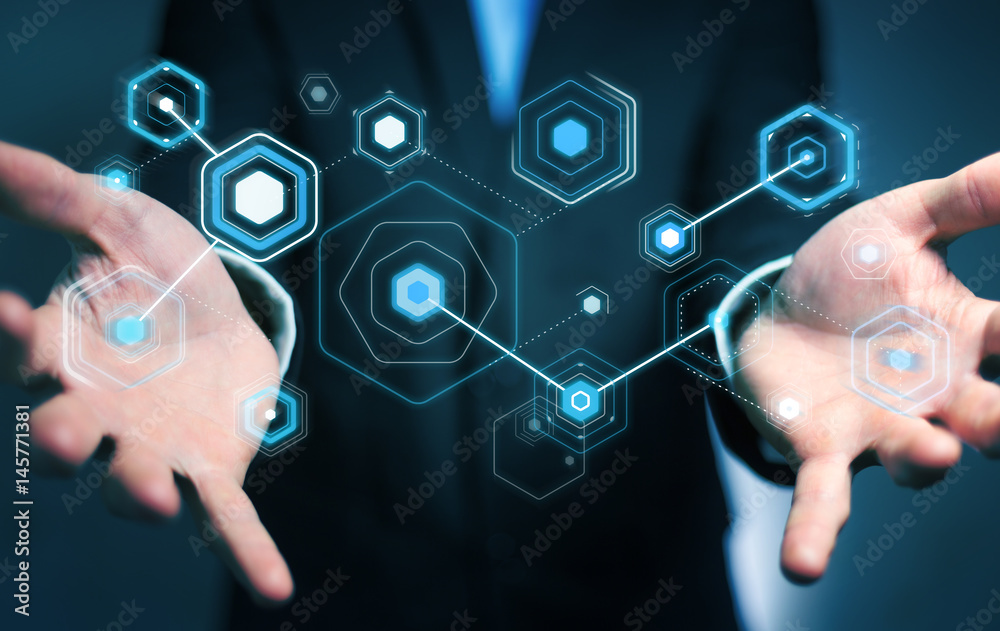 Businessman using digital screens with holograms datas 3D rendering Businessman using digital screens with holograms datas 3D rendering