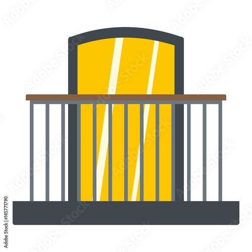 Balcony with iron railing i icon isolated