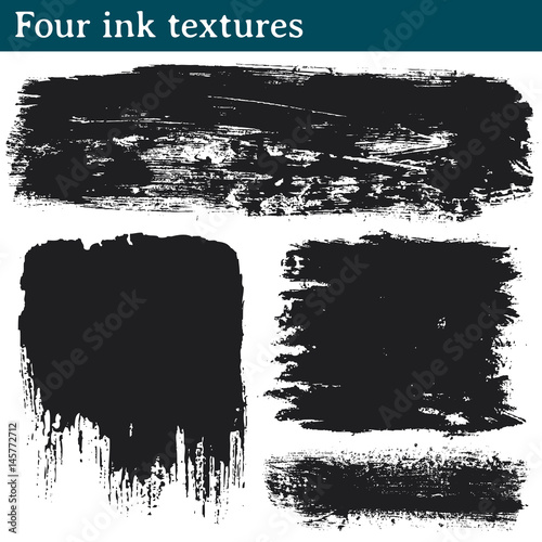 Four ink textures. Set of textures made with ink stains to give a grunge look to your vector works.