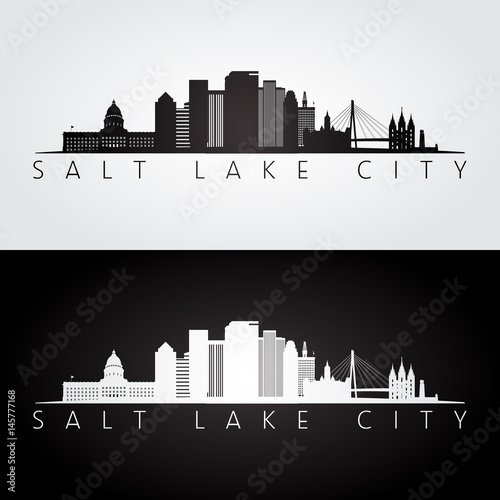Salt Lake City USA skyline and landmarks silhouette