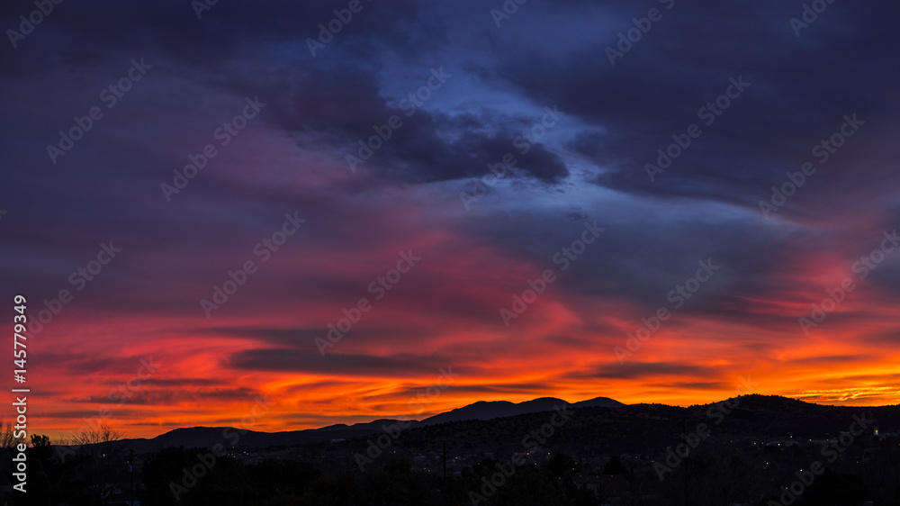sunset over mountains in the southwest