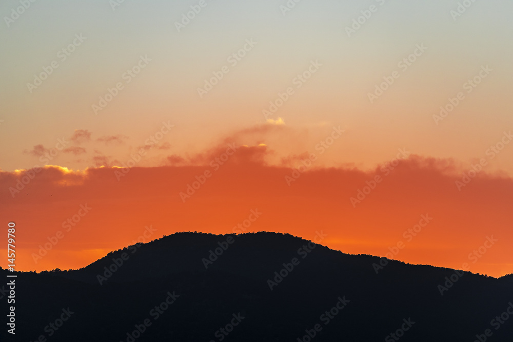 Sunset over mountain in the southwest