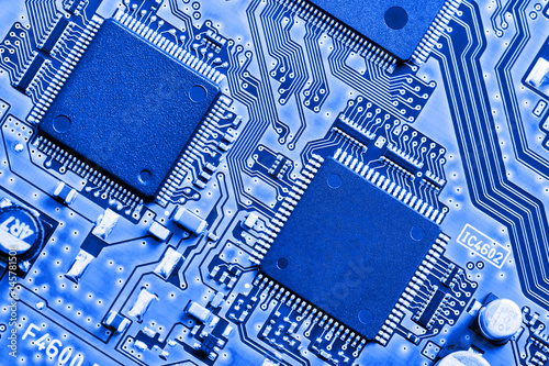 Electronic circuit board close up.
