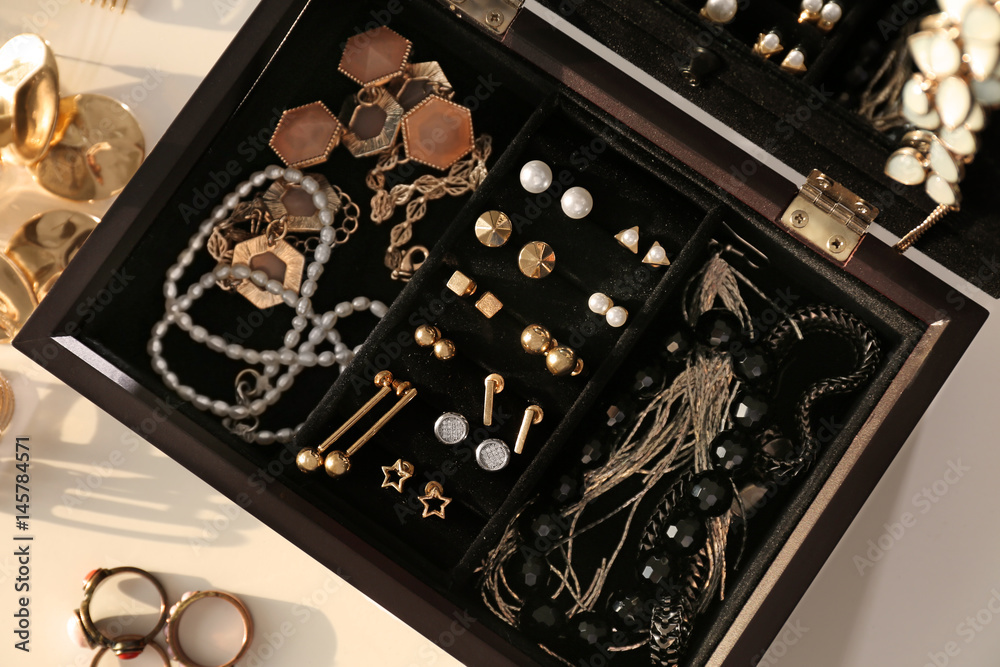 Collection of bijouterie in jewelry box Collection of bijouterie in jewelry box