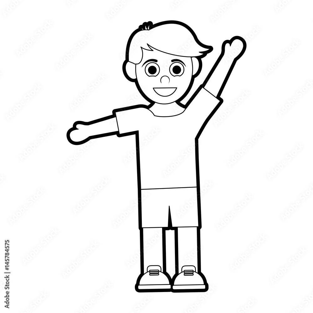 happy smiling boy with stretched arms icon image vector illustration design 