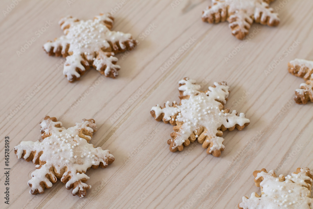 custom made wallpaper toronto digitalGingerbread snowflake on wood background.