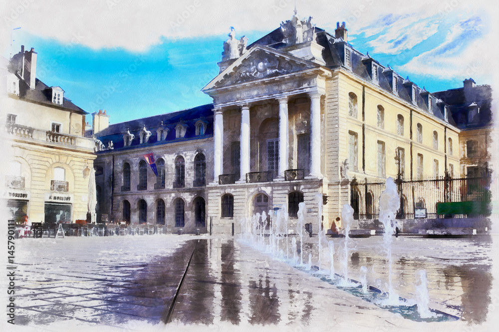 Obraz premium Colorful painting of Dukes of Burgundy's Palace