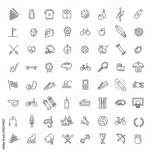 Outline web icon set - sport and fitness