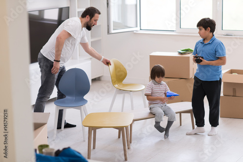 boys in a new modern home