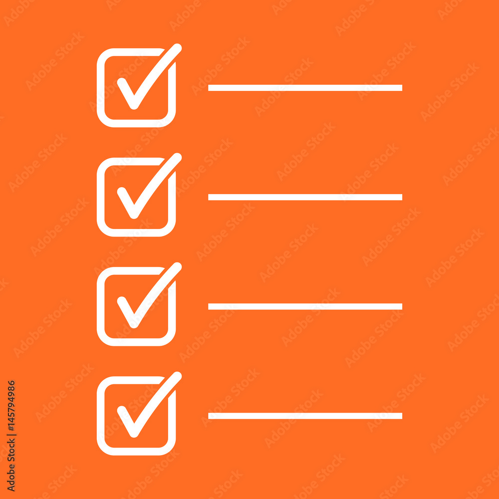 To do list icon. Checklist, task list vector illustration in flat style. Reminder concept icon on orange background. To do list icon. Checklist, task list vector illustration in flat style. Reminder concept icon on orange background.