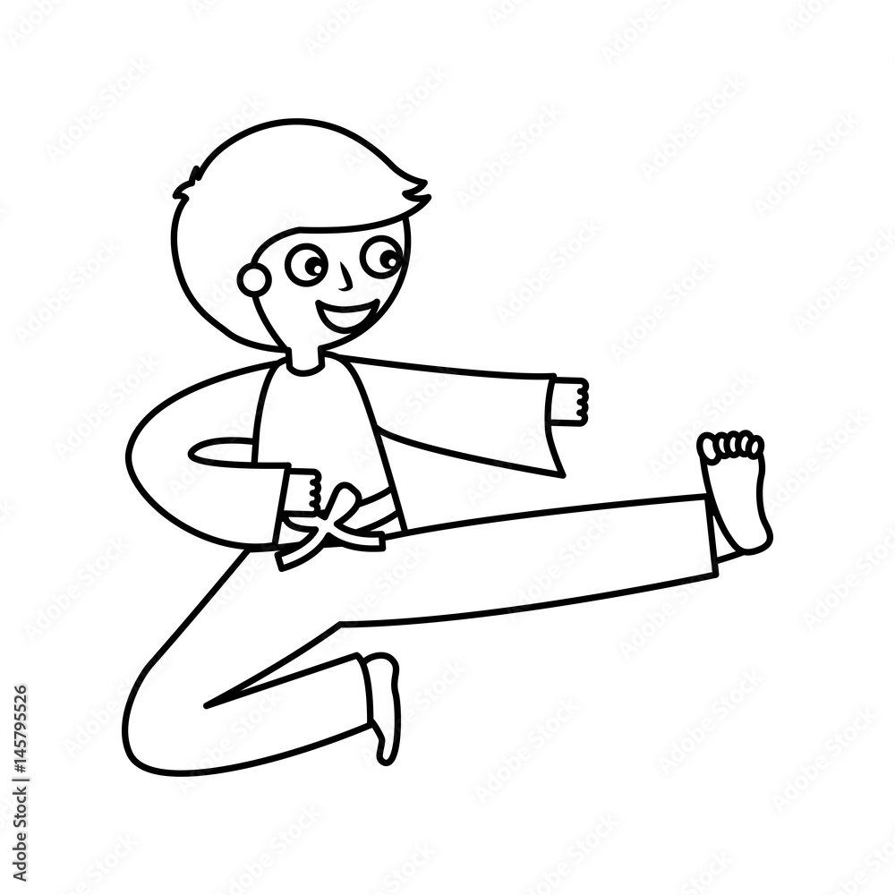 little boy karateka icon vector illustration design