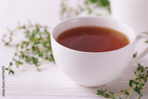 Thyme herbal tea. Healthy drink. Alternative medicine