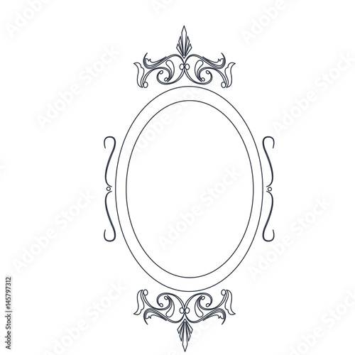 retro oval frame classic ornate element line design vector illustration