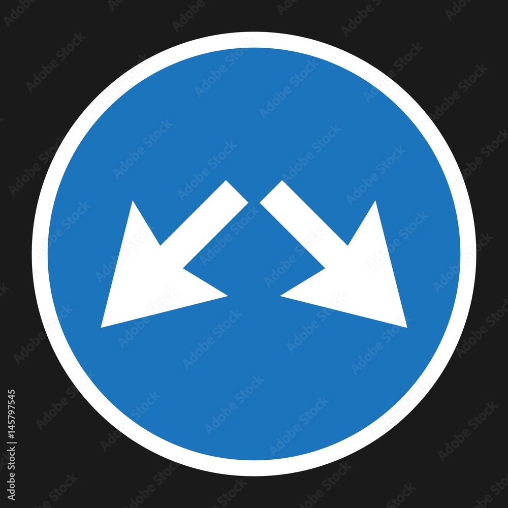 Detour right or left sign flat icon, Traffic and road sign, vector graphics, a solid pattern on a black background, eps 10 Detour right or left sign flat icon, Traffic and road sign, vector graphics, a solid pattern on a black background, eps 10