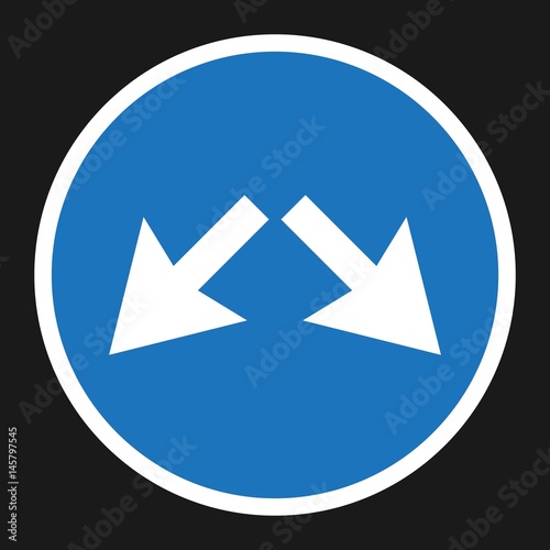 Free Download Detour right or left sign flat icon, Traffic and road sign, vector graphics, a solid pattern on a black background, eps 10 - GFXLoad