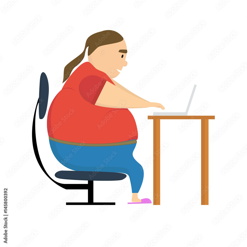 Fat programmer freelancer gamer flat design work Fat programmer freelancer gamer flat design work