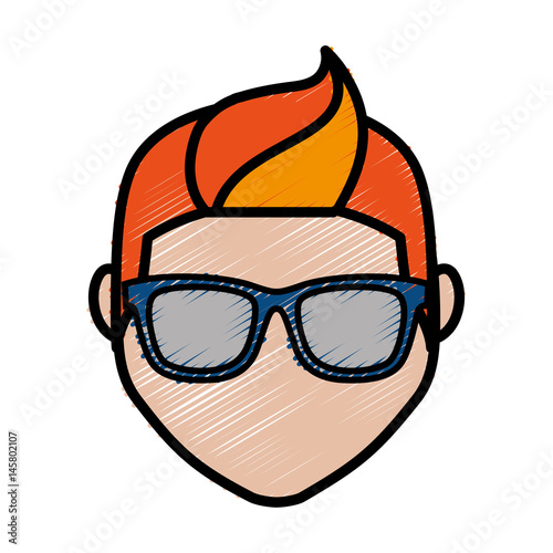 man with glasses cartoon icon over white background. vector illustration