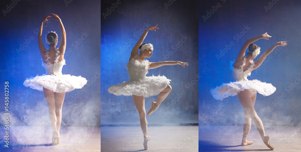 Obraz premium Young ballerina dancing in studio
