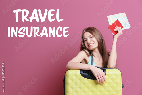 Female traveler with map, p...