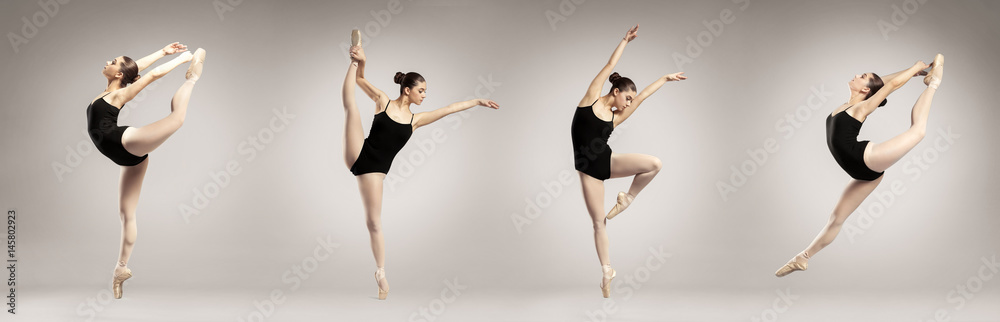 Fototapeta premium Kolaż piękny baletniczy tancerz na koloru tle