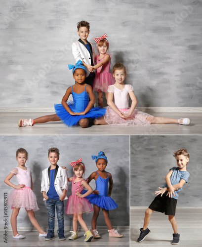 Cute funny children in danc...