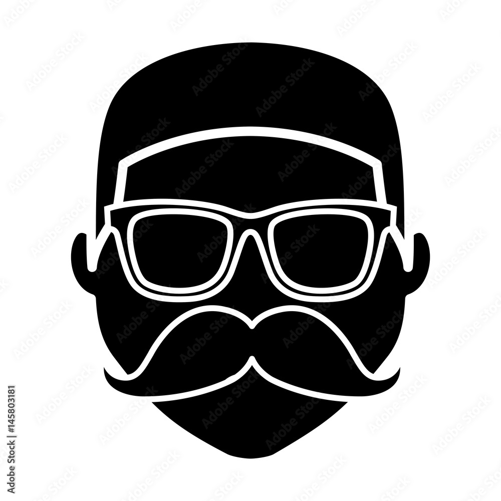 hipster man with mustache and glasses icon over white background. vector illustration