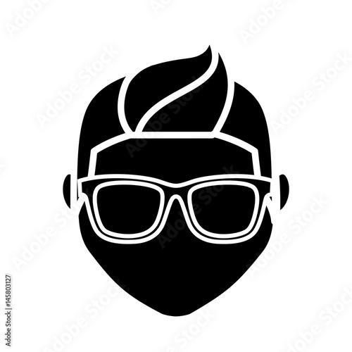 hipster man with glasses icon over white background. vector illustration
