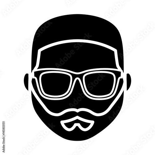 hipster man with glasses icon over white background. vector illustration