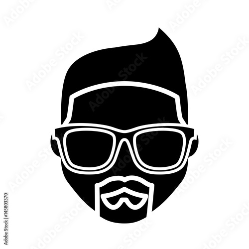 hipster man with glasses icon over white background. vector illustration