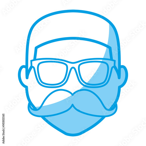 hipster man with mustache and glasses icon over white background. vector illustration