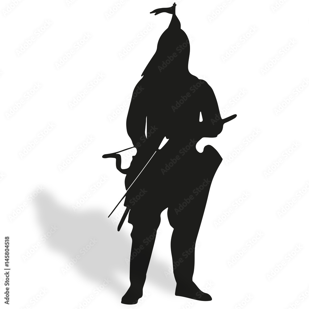 Fototapeta premium Medieval warrior archer vector silhouette