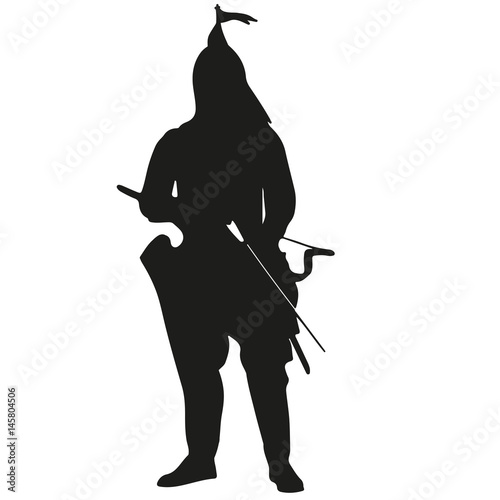 Medieval warrior archer vector silhouette