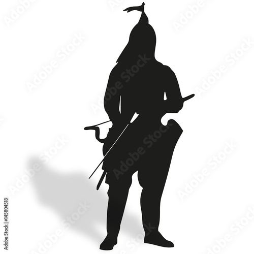 Medieval warrior archer vector silhouette
